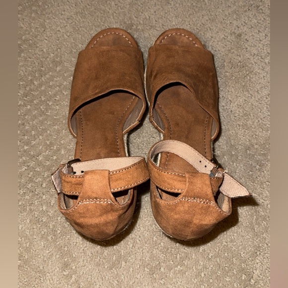 Universal Threads Espadrille Wedge Sandals in Cognac Brown Womens Size 8.5M - Picture 2 of 6